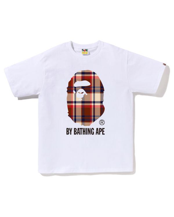 T Shirts Bape Check By Bathing Ape Blanche Homme | SXV-70391310