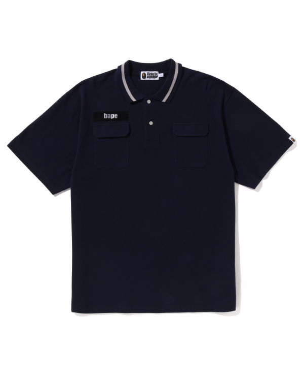 T Shirts Bape Relaxed Fit Polo Bleu Marine Bleu Homme | OYG-24320537