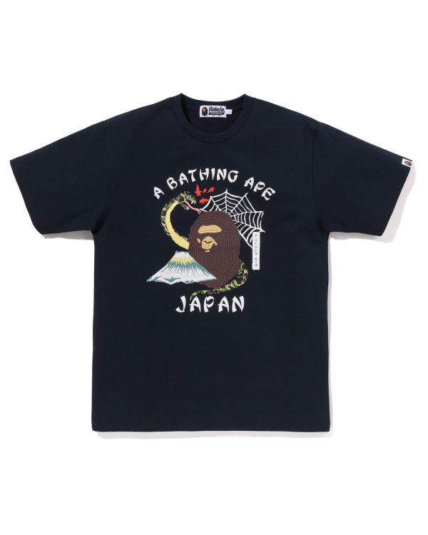 T Shirts Bape Japanese Culture Bleu Marine Bleu Homme | FWK-01532011